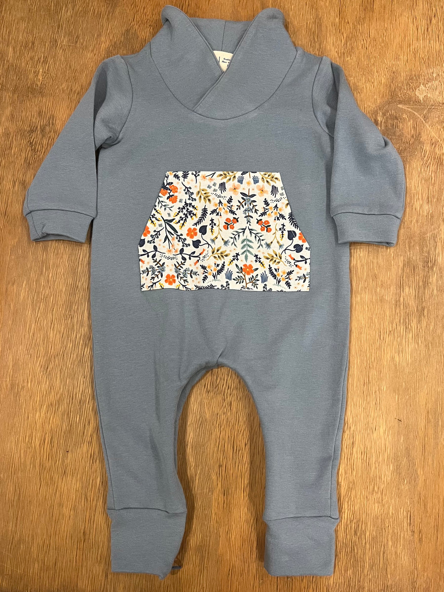 Thimble Collection Bamboo Shawl Collar Romper in Fall Fields |Mockingbird Baby & Kids