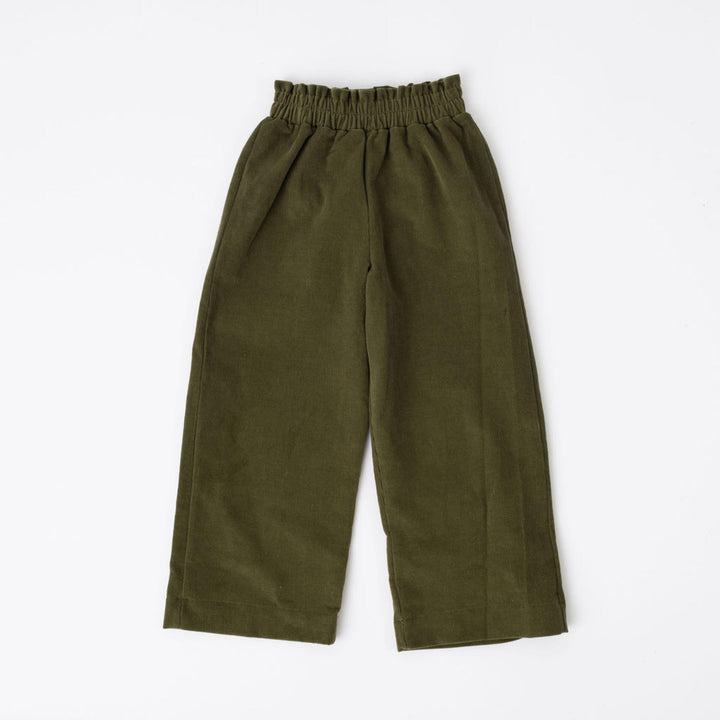 Thimble Collection Corduroy Gaucho Pant in Olive |Mockingbird Baby & Kids