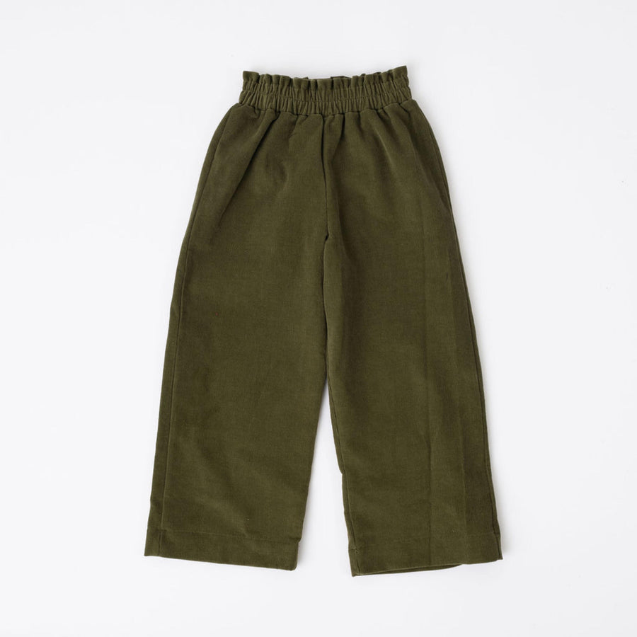 Thimble Collection Corduroy Gaucho Pant in Olive |Mockingbird Baby & Kids