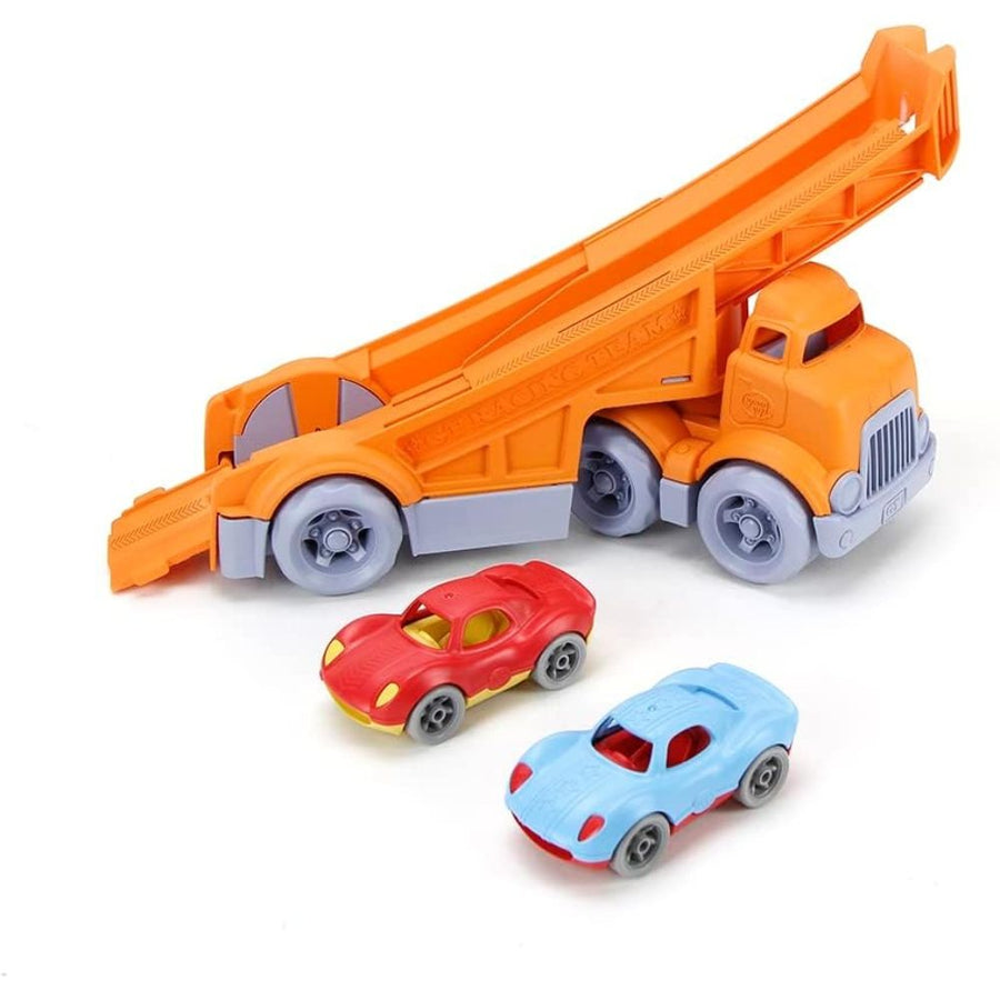 Green Toys Racing Truck with Two Race Cars |Mockingbird Baby & Kids