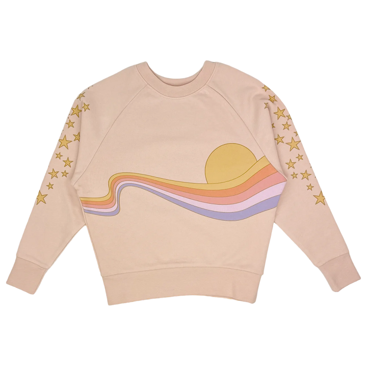 Tiny Whales Golden Era Boxy Sweatshirt, Faded Pink |Mockingbird Baby & Kids