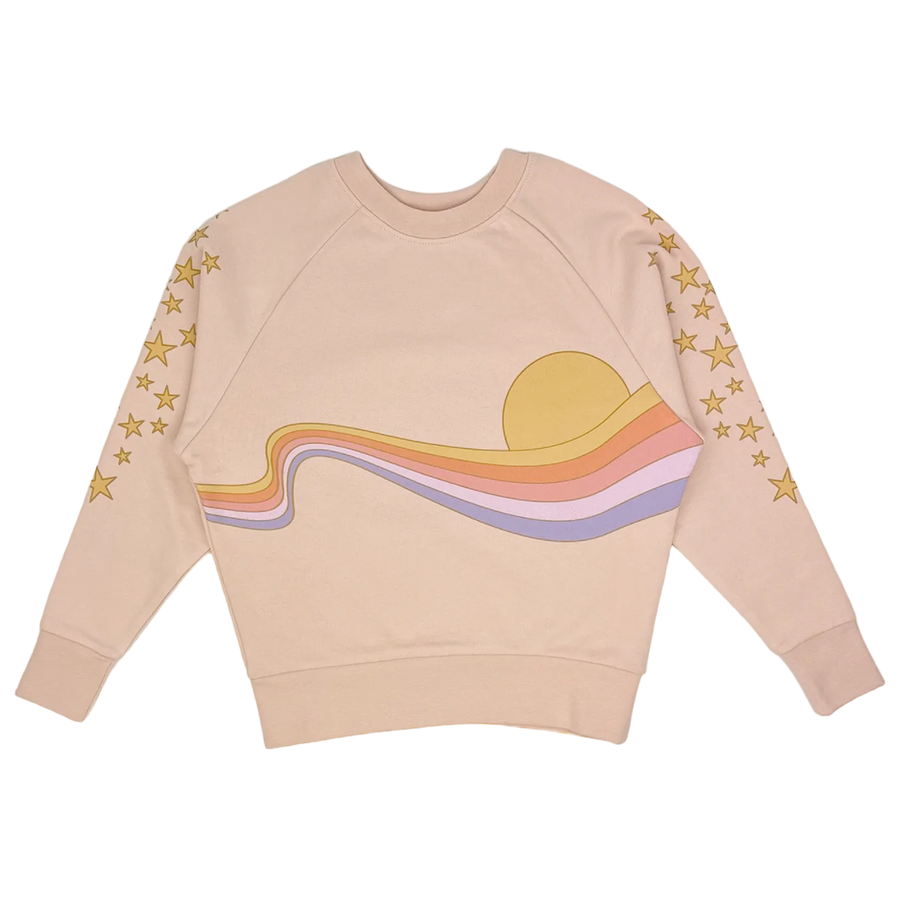 Tiny Whales Golden Era Boxy Sweatshirt, Faded Pink |Mockingbird Baby & Kids