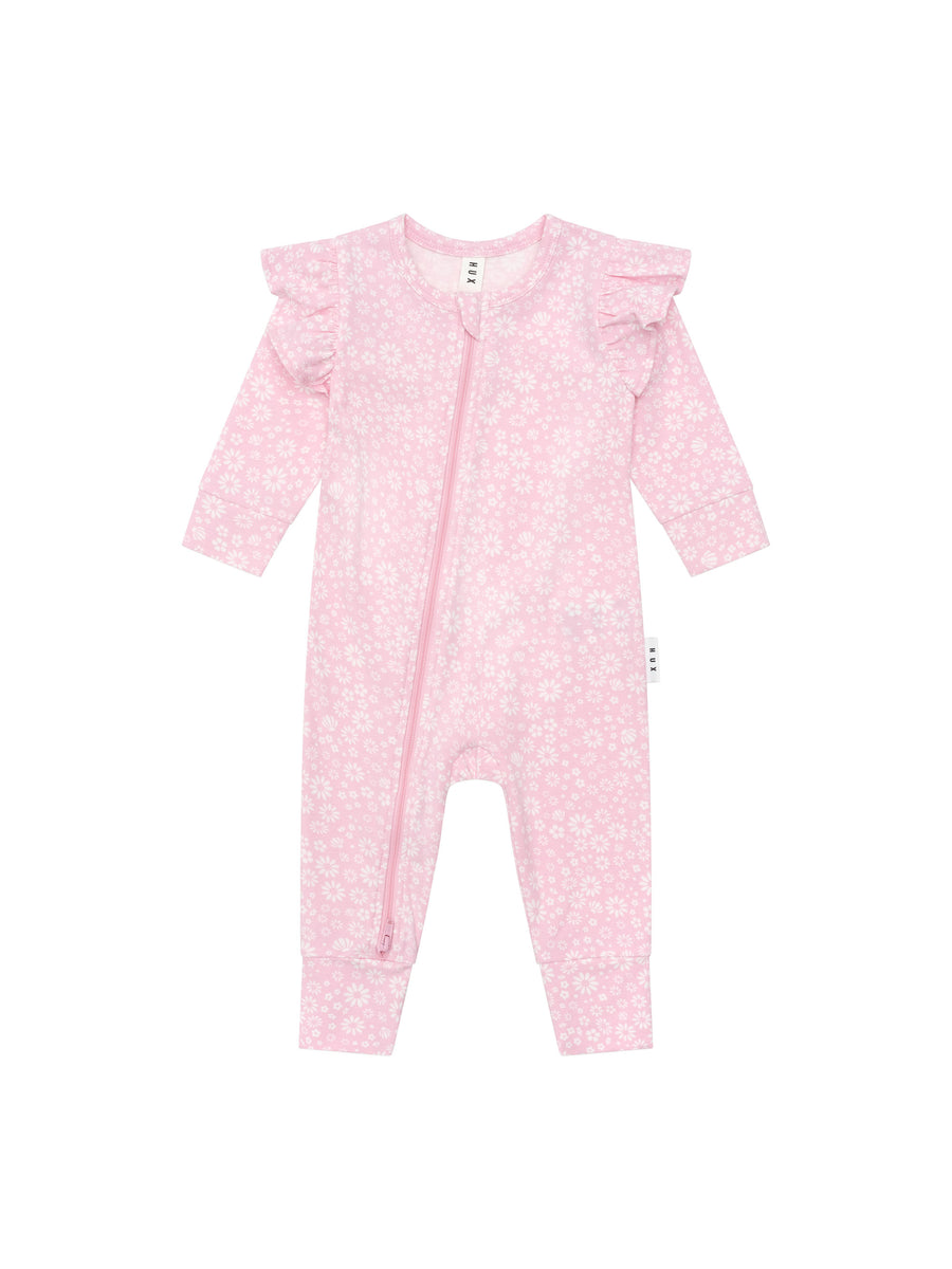 Huxbaby Daisy Seashell Frill Romper, Lilac Mist |Mockingbird Baby & Kids