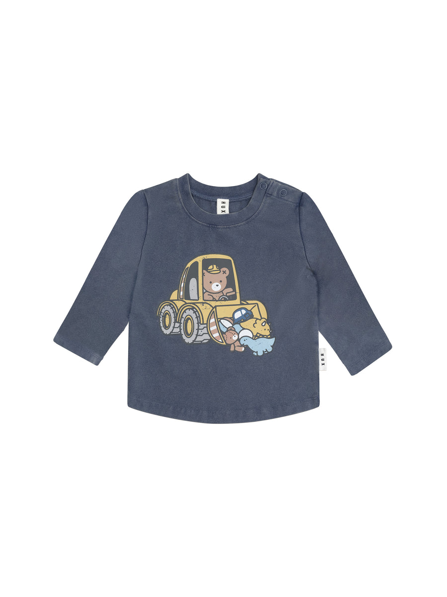 Huxbaby Digger Hux Long Sleeve Shirt, Washed Navy |Mockingbird Baby & Kids