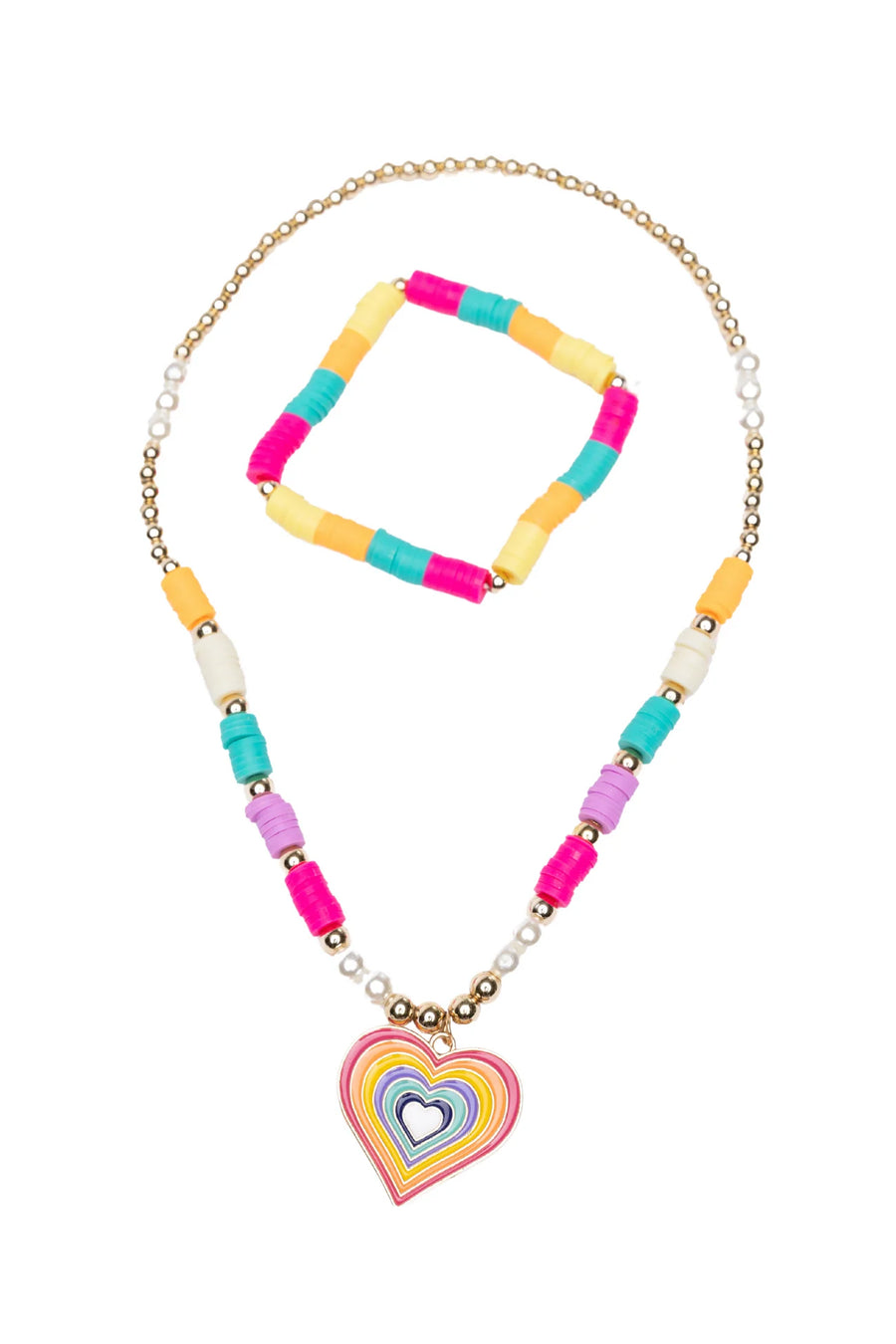 Great Pretenders Rainbow Love Necklace & Bracelet Set |Mockingbird Baby & Kids