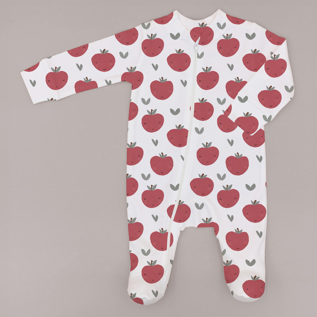 Milktology Yummy Apples Zipper Footie |Mockingbird Baby & Kids