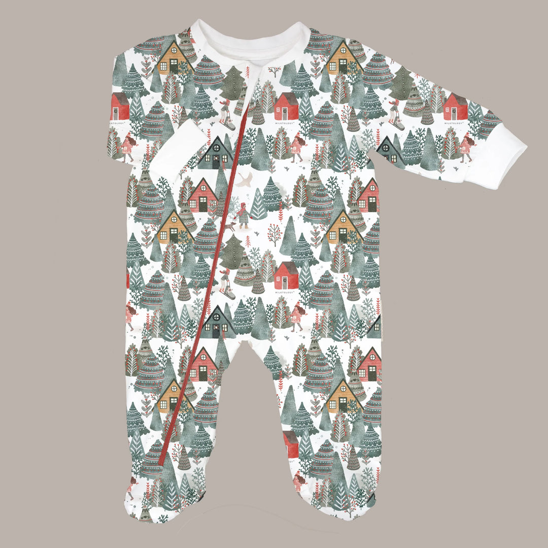 Milktology Christmas Woods Zipped Footie |Mockingbird Baby & Kids