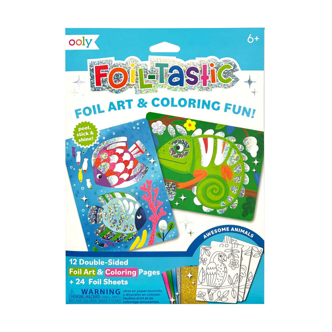 Ooly Foil-tastic Foil Art & Coloring Set - Awesome Animals |Mockingbird Baby & Kids