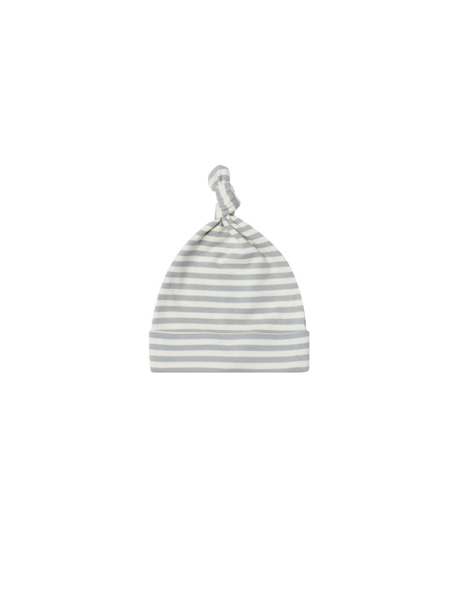 Quincy Mae Knotted Baby Hat, Dusty Blue Stripe |Mockingbird Baby & Kids