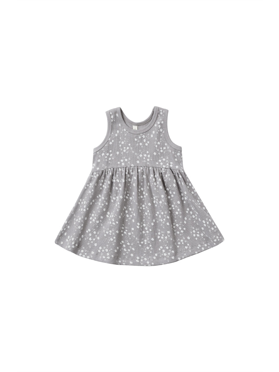 Quincy Mae Ribbed Tank Dress, Periwinkle Fleur |Mockingbird Baby & Kids