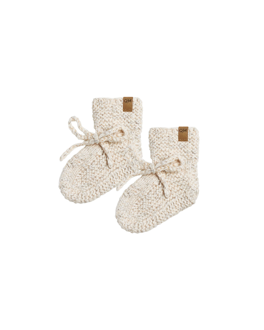 Quincy Mae Knit Booties, Natural Speckled |Mockingbird Baby & Kids