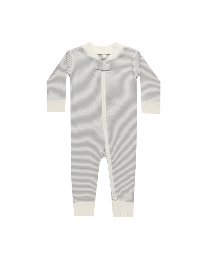 Quincy Mae Blue Micro Stripe Zip Long Sleeve Sleeper |Mockingbird Baby & Kids