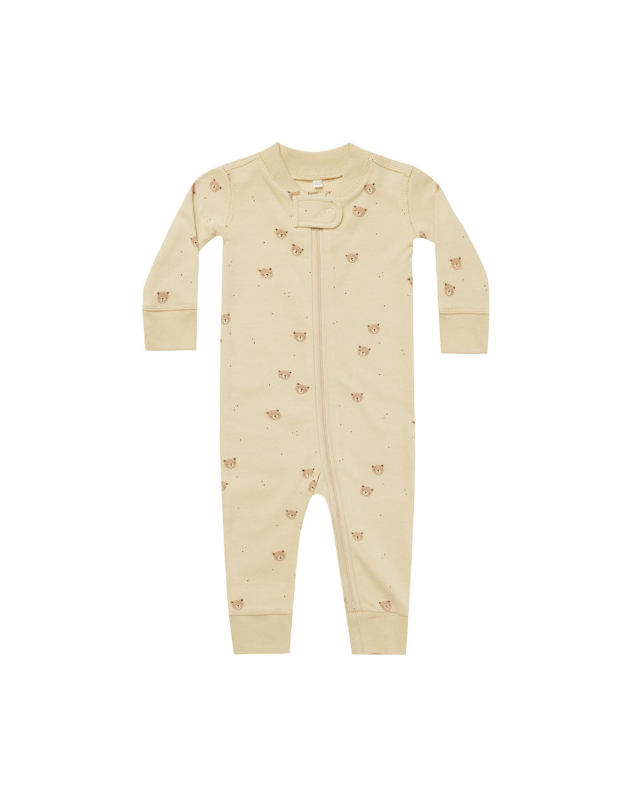 Quincy Mae Bears Zip Long Sleeve Sleeper, Butter |Mockingbird Baby & Kids