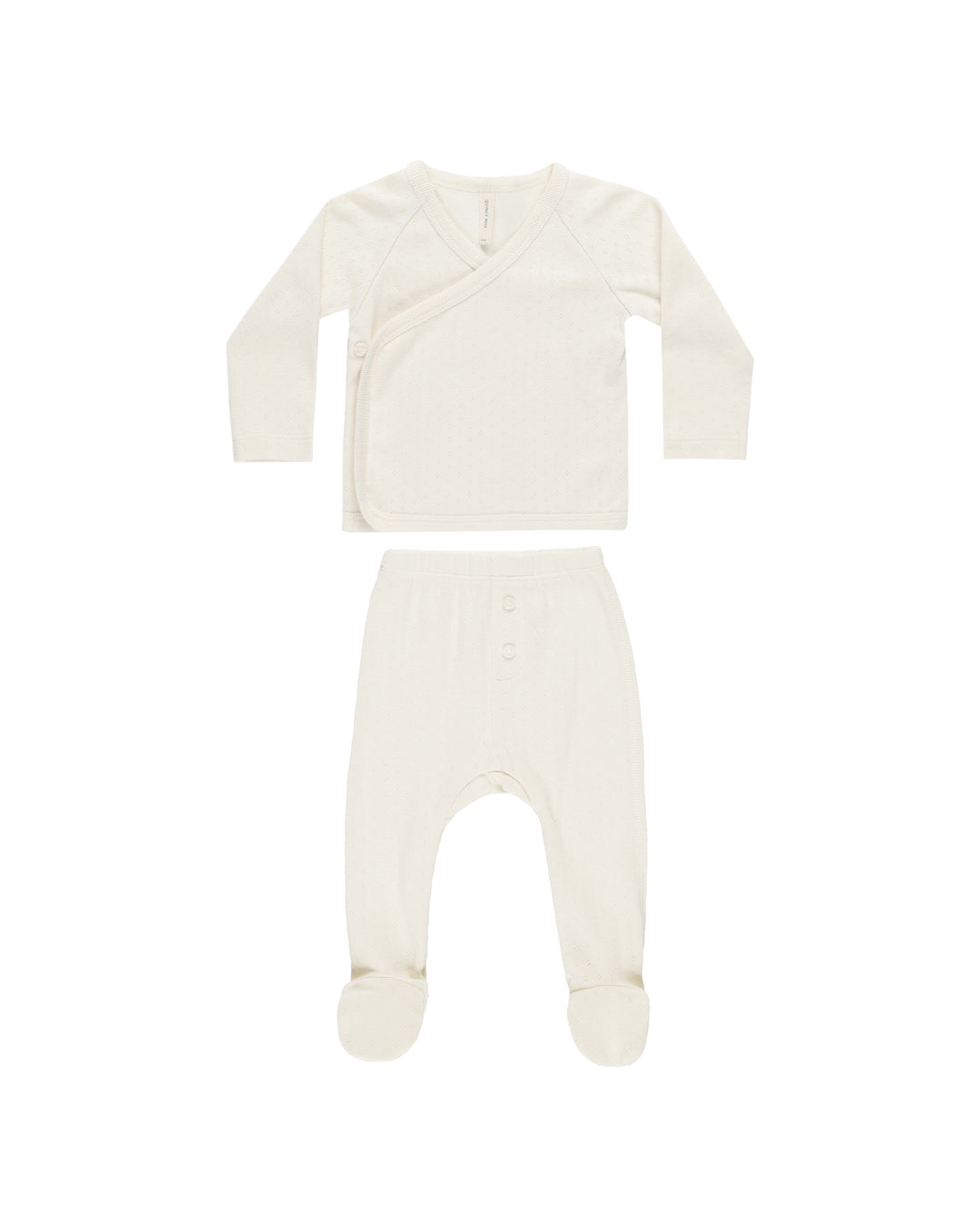 Quincy Mae Wrap Top + Footed Pant Set, Ivory |Mockingbird Baby & Kids