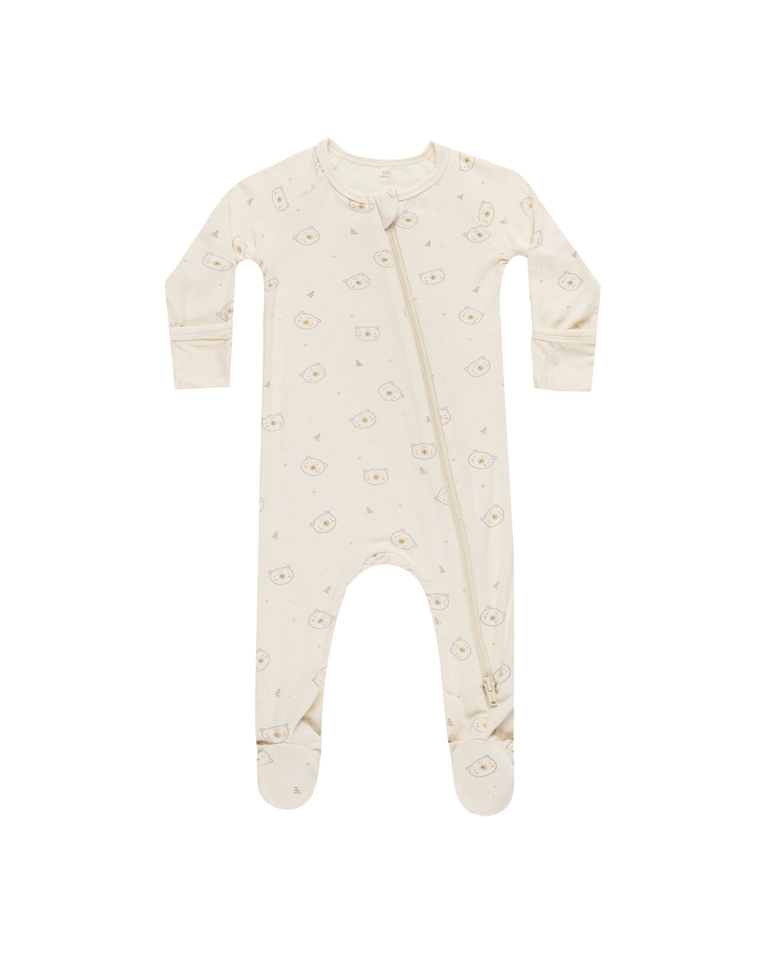 Quincy Mae Bears Bamboo Zip Footie, Natural |Mockingbird Baby & Kids