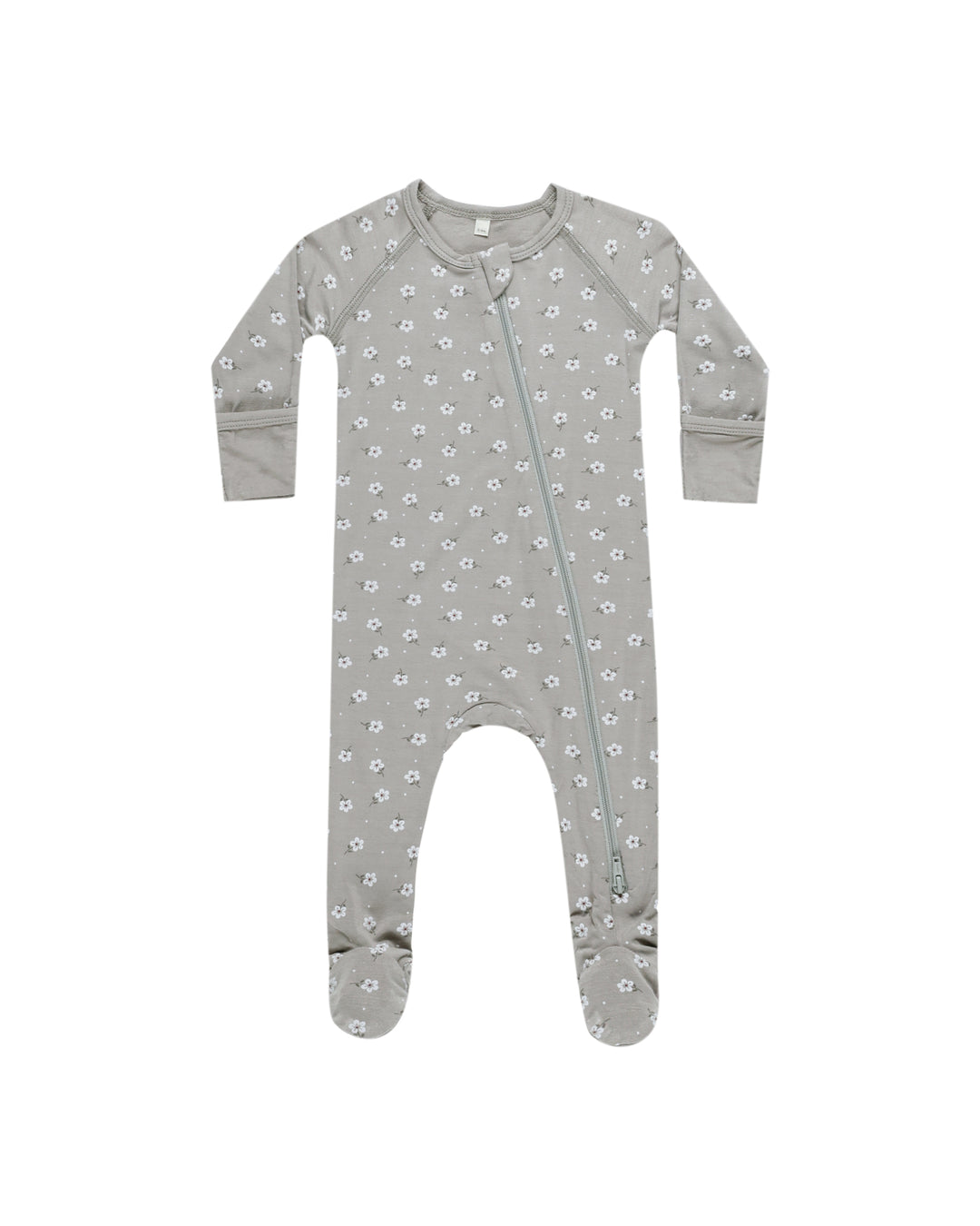 Quincy Mae Blue Disty Zip Footie, Dusty Blue |Mockingbird Baby & Kids