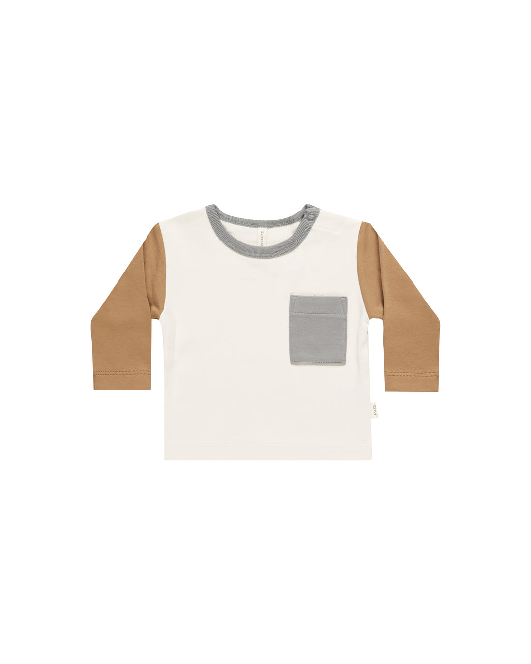 Quincy Mae Color Block Long Sleeve Pocket Tee, Ivory |Mockingbird Baby & Kids