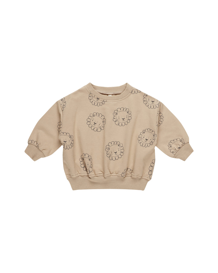 Quincy Mae Lions Relaxed Fleece Sweatshirt, Latte |Mockingbird Baby & Kids