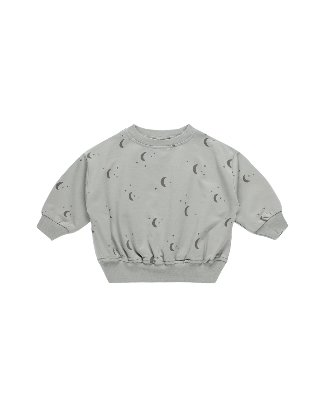 Quincy Mae Moons Relaxed Sweatshirt, Dusty Blue |Mockingbird Baby & Kids