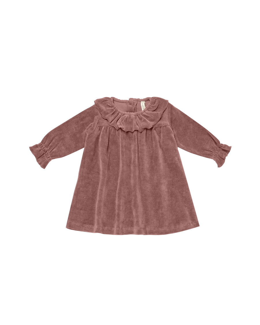 Quincy Mae Velour Dress, Fig |Mockingbird Baby & Kids Boutique