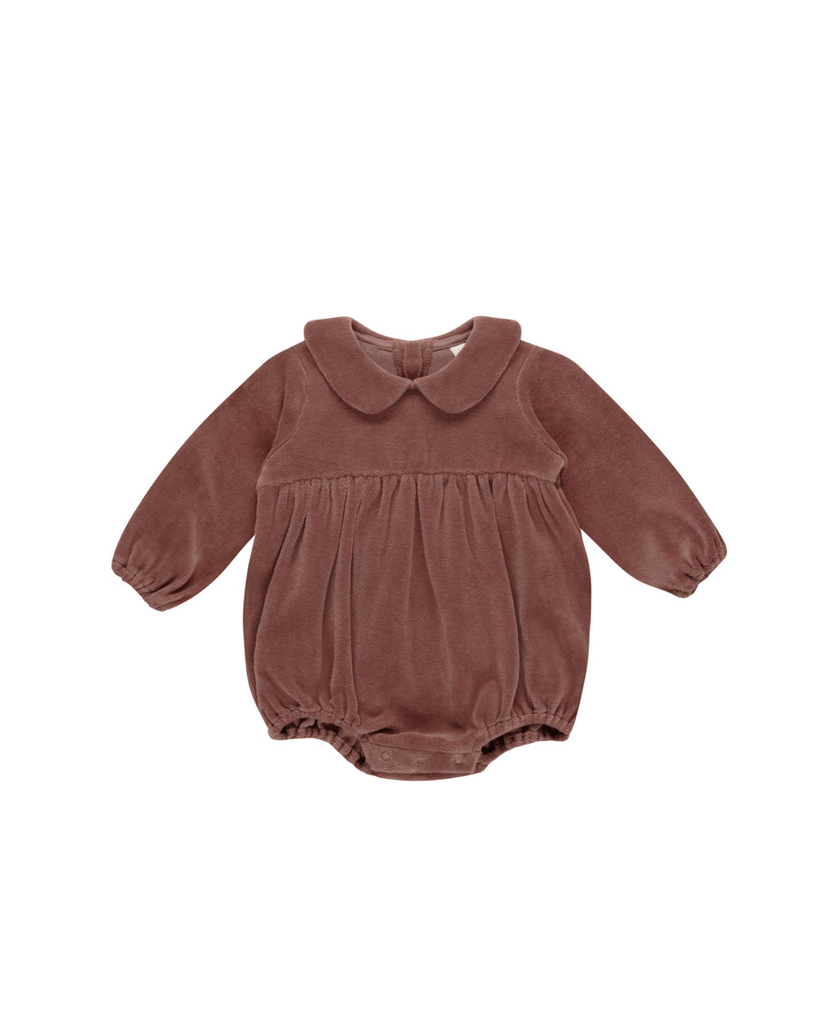 Quincy Mae Peter Pan Romper, Cranberry |Mockingbird Baby & Kids