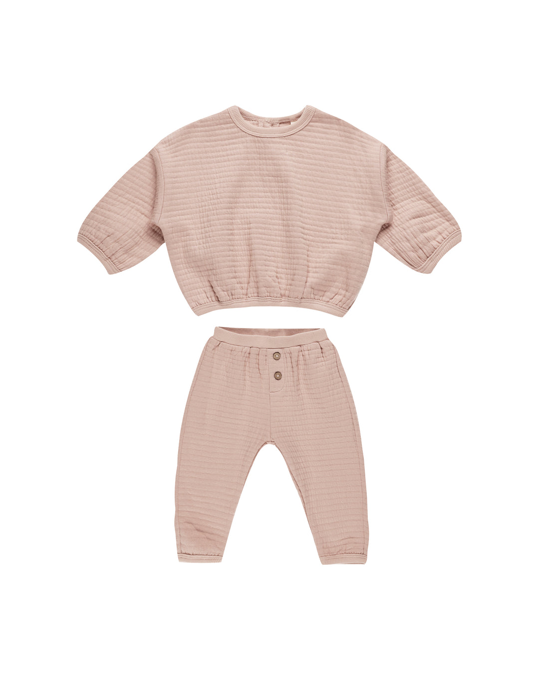 Quincy Mae Textured Sweat Set, Blush |Mockingbird Baby & Kids