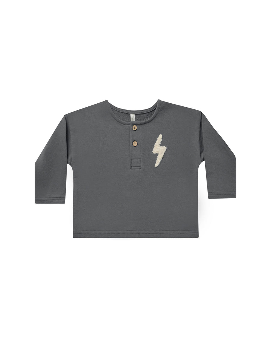 Rylee + Cru Bolt Henley Sweatshirt, Slate |Mockingbird Baby & Kids