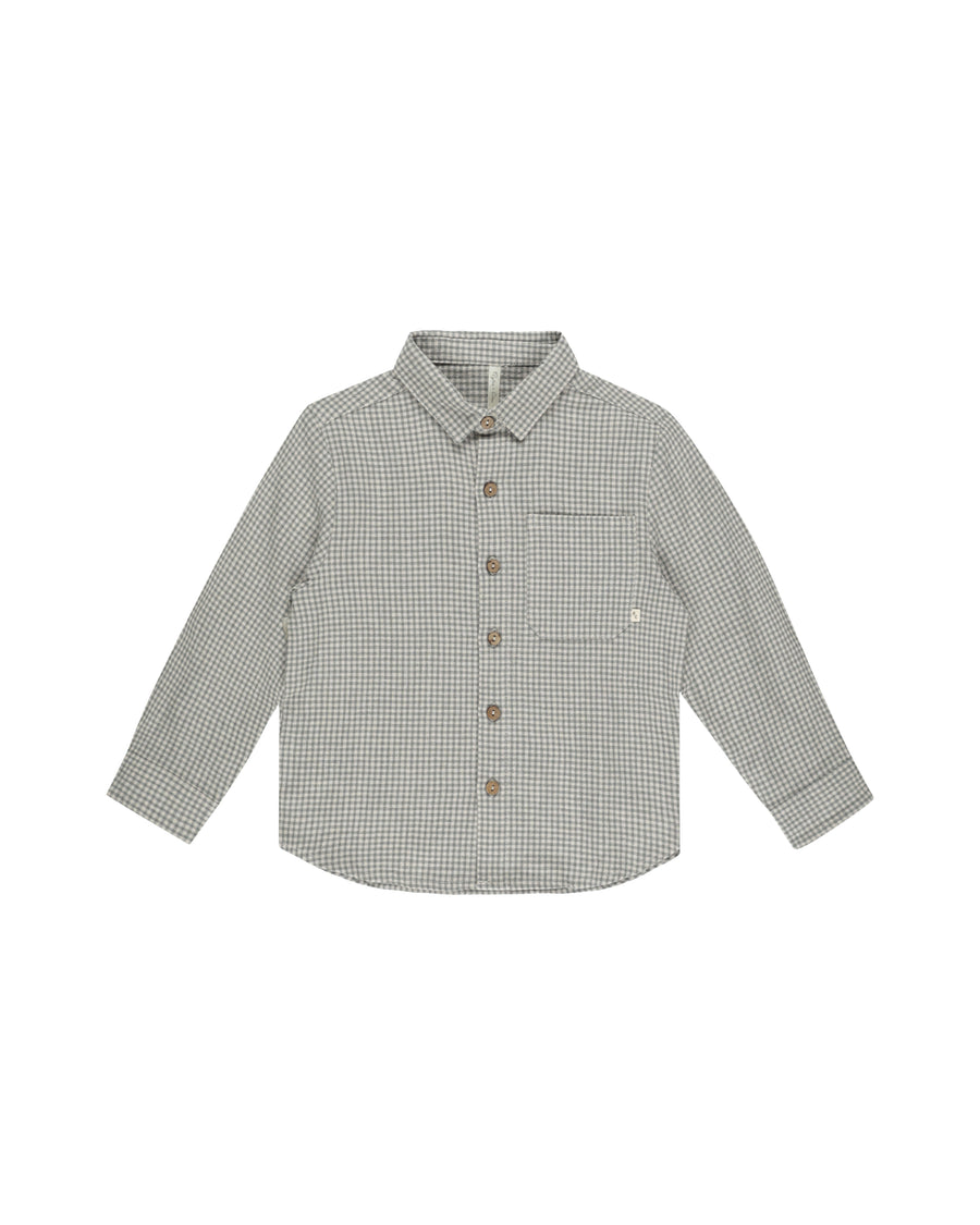 Rylee + Cru Collared Long Sleeve Shirt, Forest Gingham |Mockingbird Baby & Kids