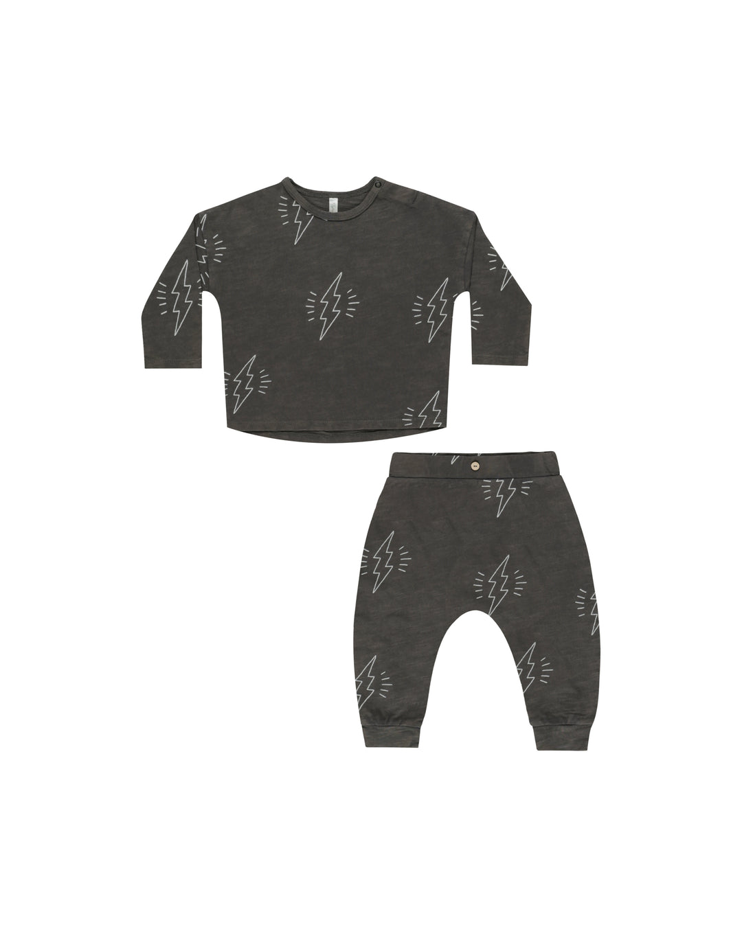 Rylee + Cru Bolts Long Sleeve Tee and Pant Set, Black |Mockingbird Baby & Kids