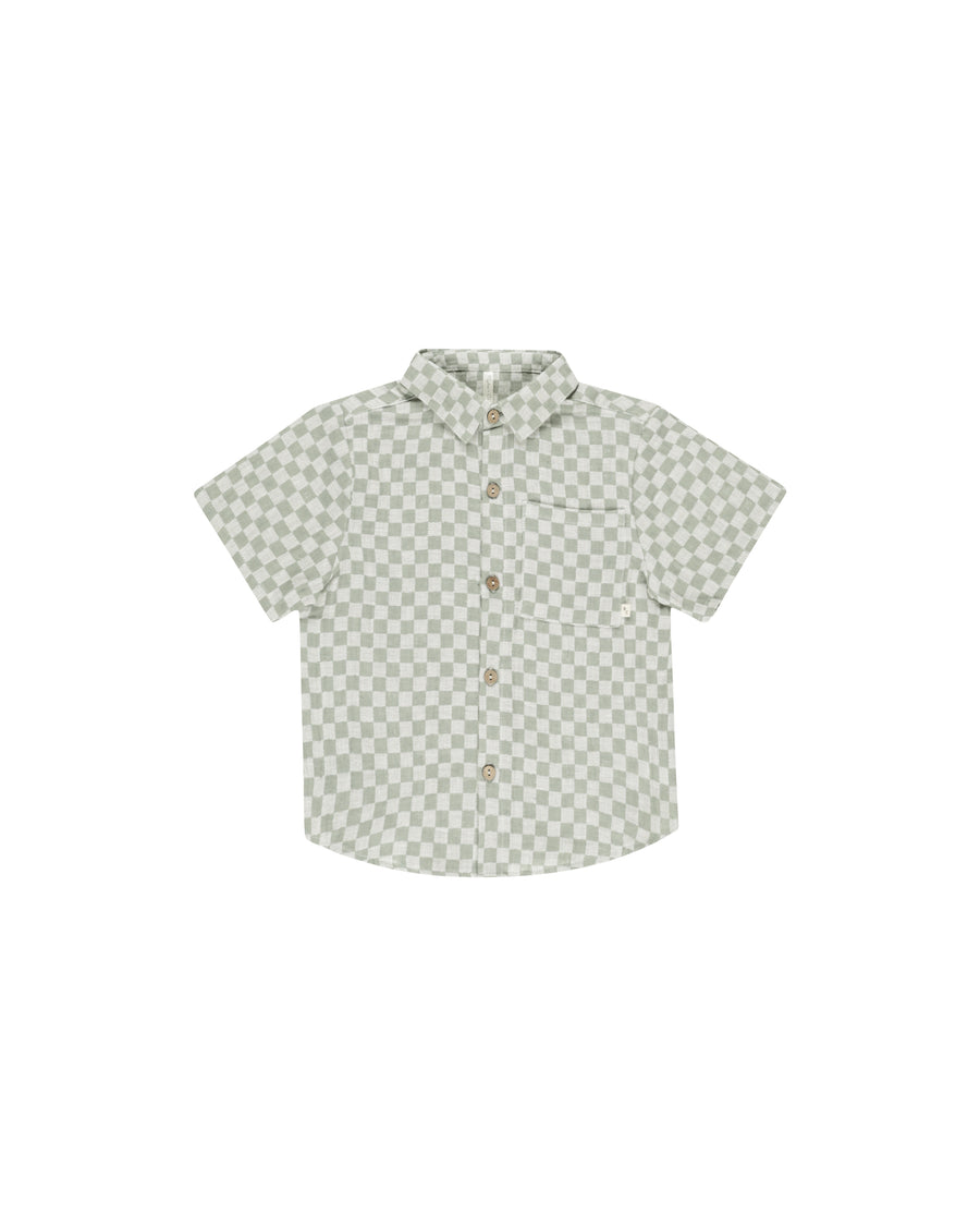 Rylee + Cru Short Sleeve Shirt, Sage Check |Mockingbird Baby & Kids