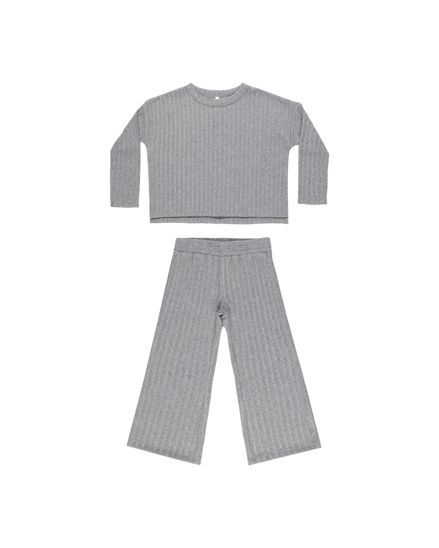 Rylee + Cru Cozy Knit Rib Set, Dusty Blue |Mockingbird Baby & Kids