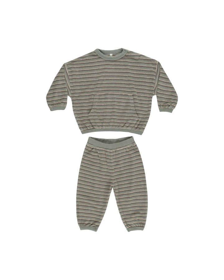 Rylee + Cru Retro Stripe Relaxed Set, Laurel |Mockingbird Baby & Kids