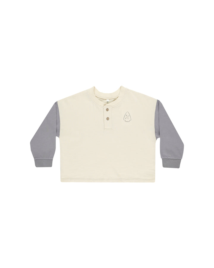 Rylee + Cru Explore Relaxed Long Sleeve Henley, Natural |Mockingbird Baby & Kids