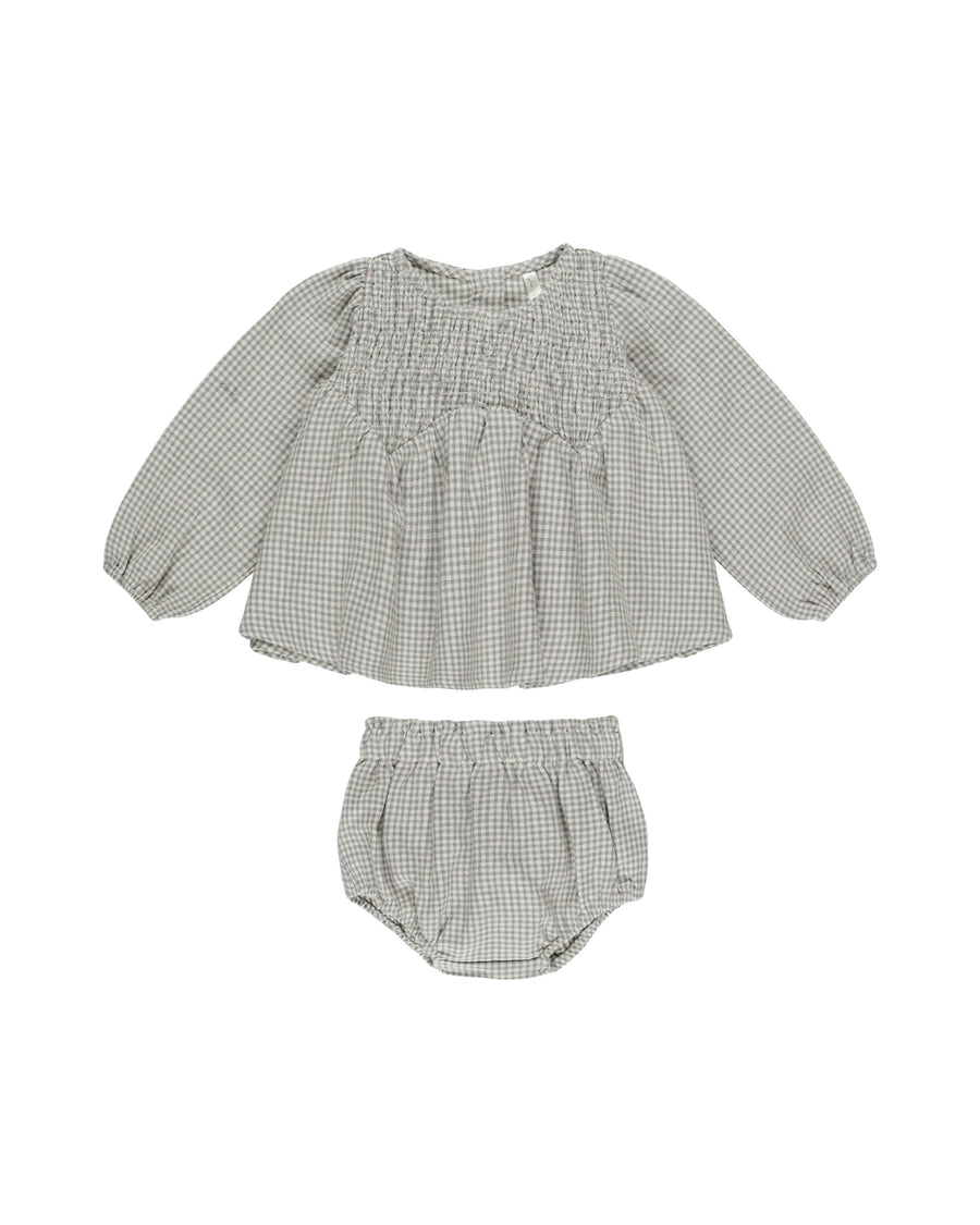 Rylee + Cru Sophia Top + Bloomer Set, Forest Gingham |Mockingbird Baby & Kids