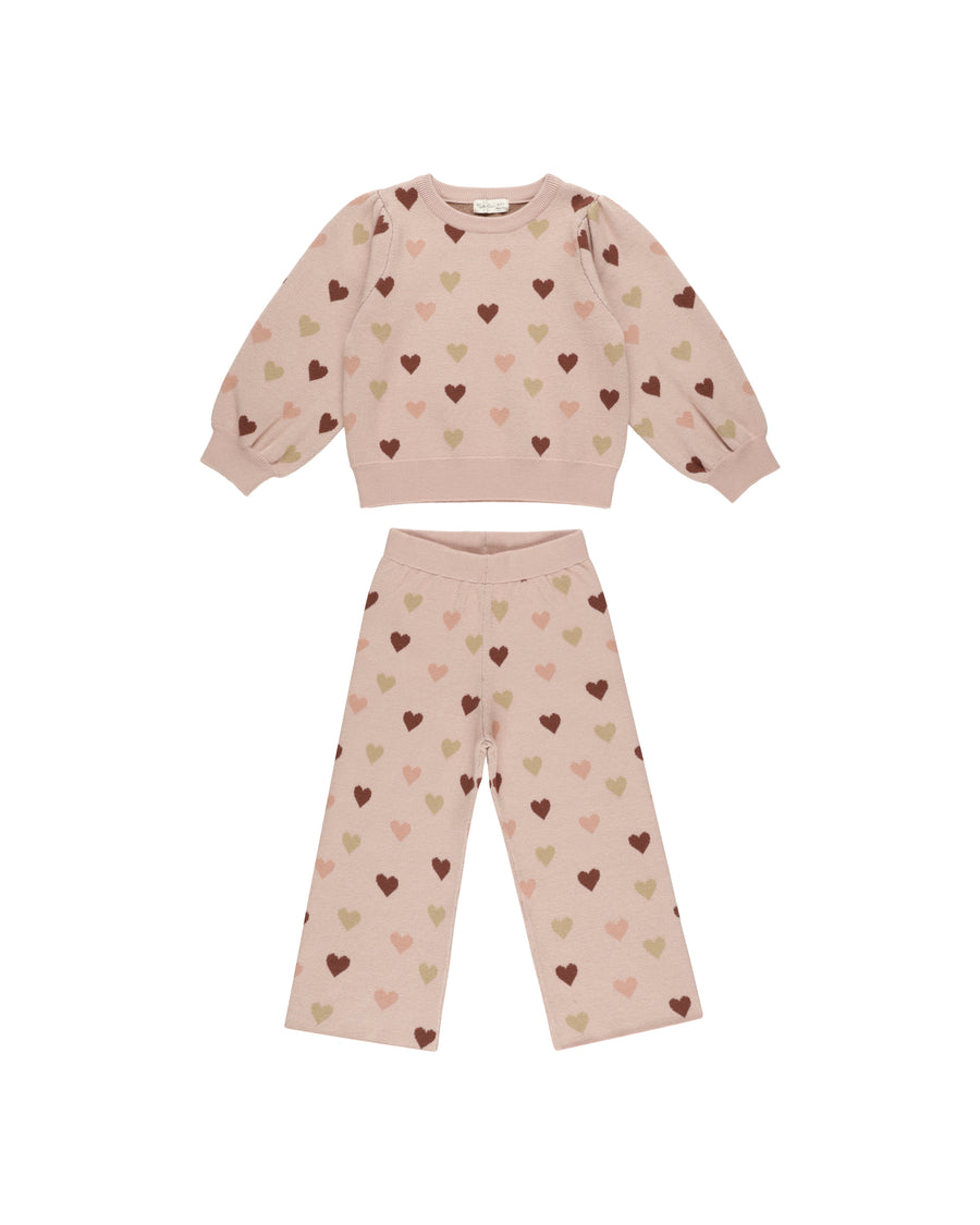 Rylee + Cru Jacquard Knit Seat, Blush Hearts |Mockingbird Baby & Kids