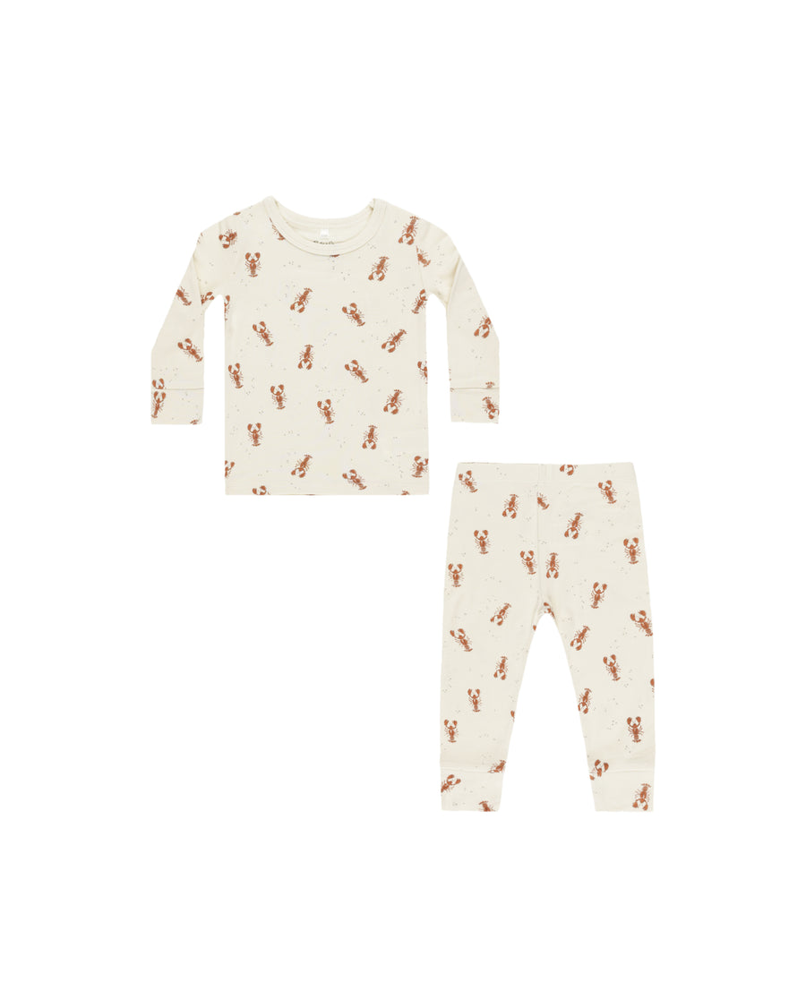 Rylee + Cru Lobsters Long Sleeve Pajamas, Natural |Mockingbird Baby & Kids