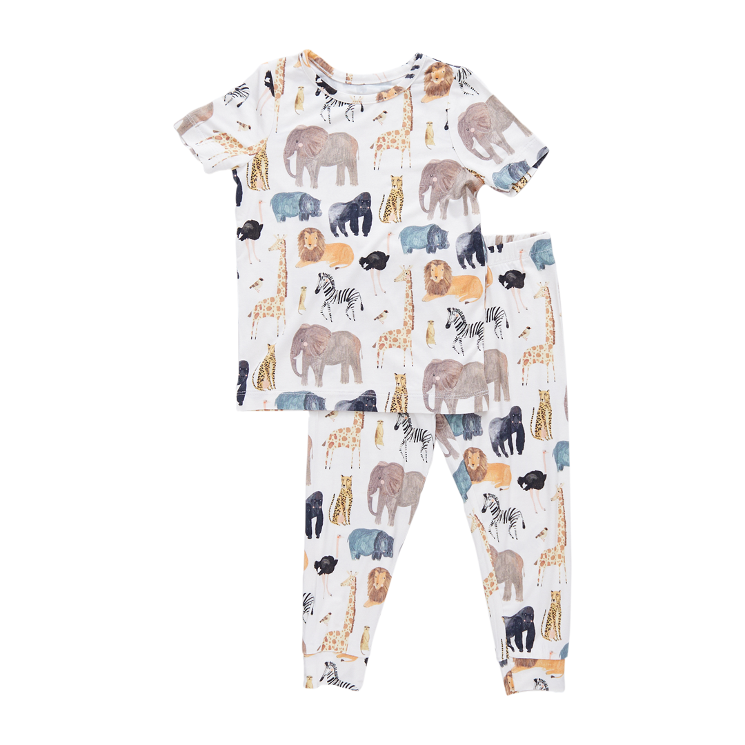 Pink Chicken Animals of Africa Bamboo Pajama Set |Mockingbird Baby & Kids