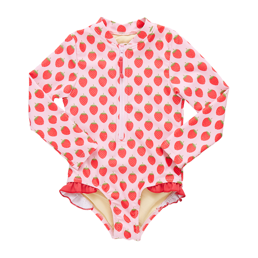 Pink Chicken Strawberries Arden Swim Suit |Mockingbird Baby & Kids