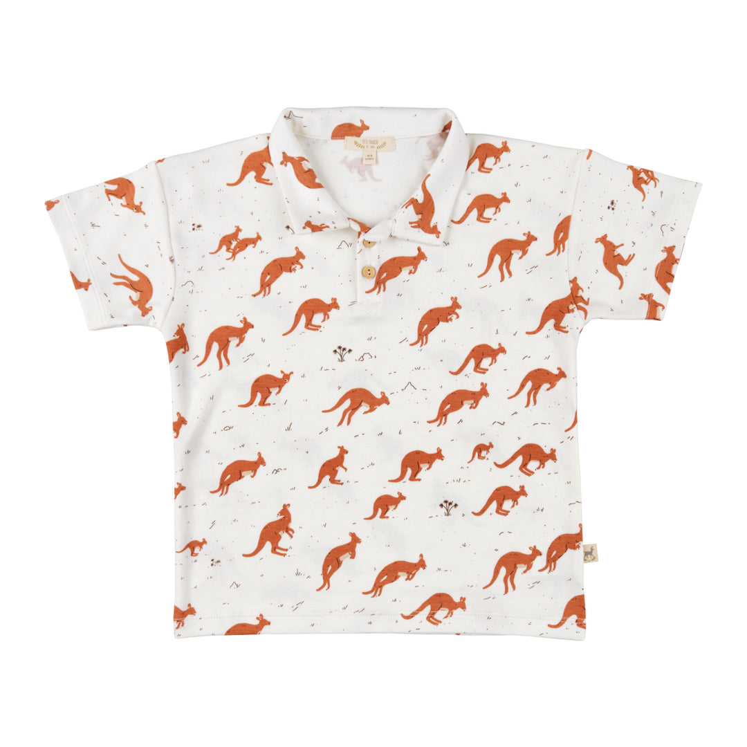 Kangaroo Mob Polo T-Shirt, Ivory