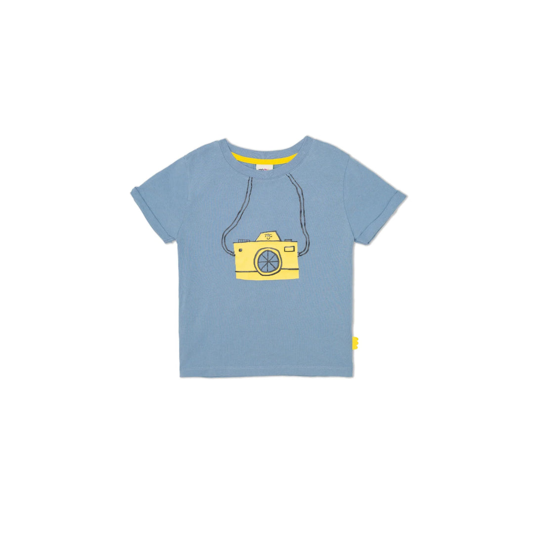 Mon Coeur Recycled Cotton Safari Photographer T-Shirt, Faded Blue Denim |Mockingbird Baby & Kids