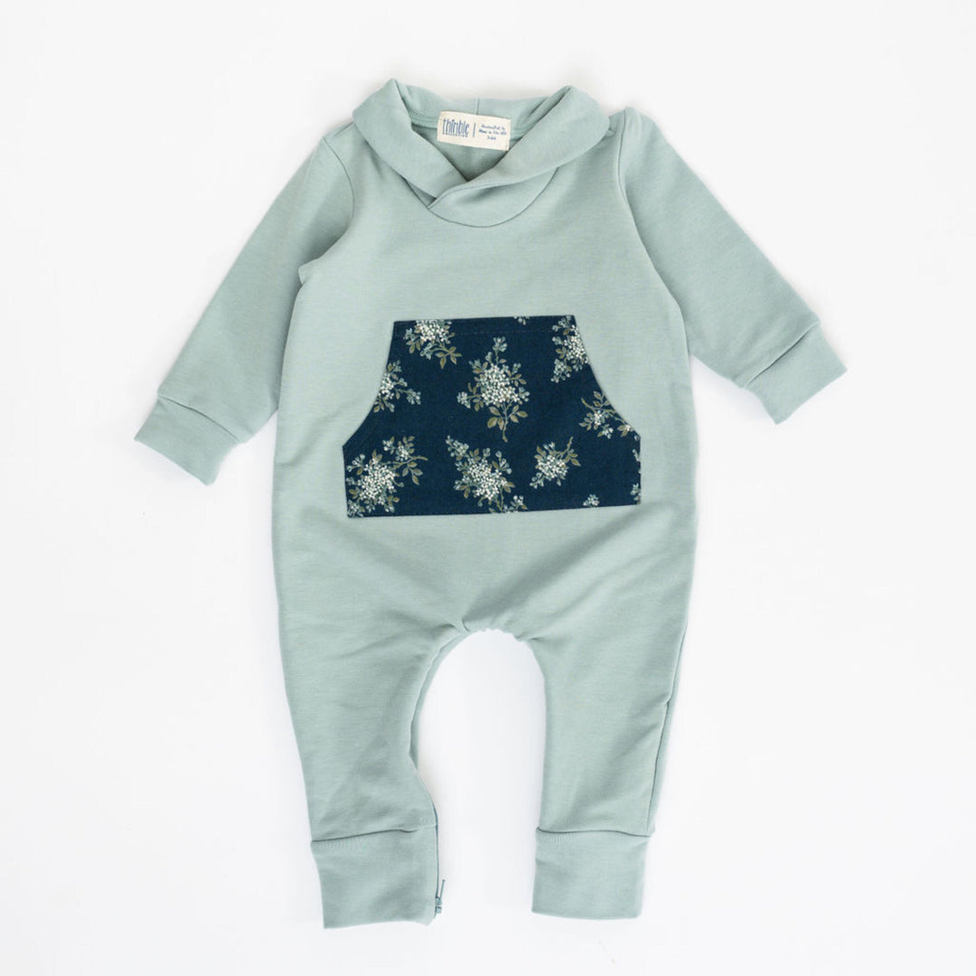 Thimble Collection Bamboo Shawl Collar Romper in Corsage |Mockingbird Baby & Kids