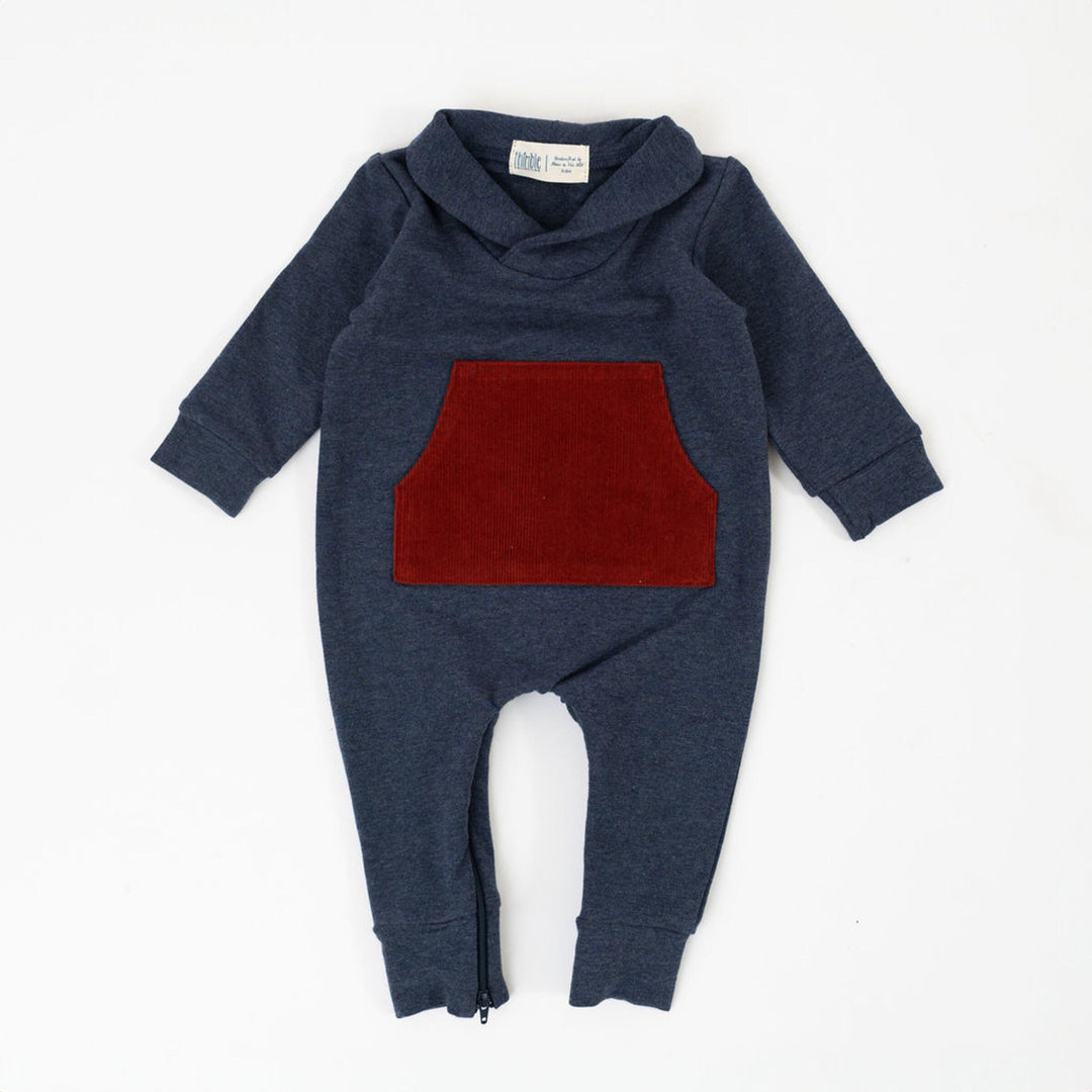 Thimble Collection Bamboo Shawl Collar Romper in Evening Rust |Mockingbird Baby & Kids