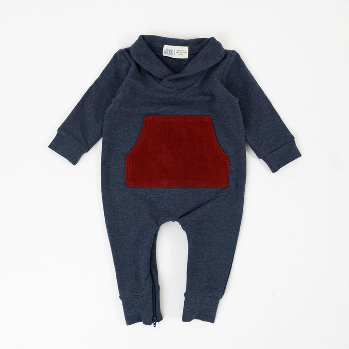 Thimble Collection Bamboo Shawl Collar Romper in Evening Rust |Mockingbird Baby & Kids