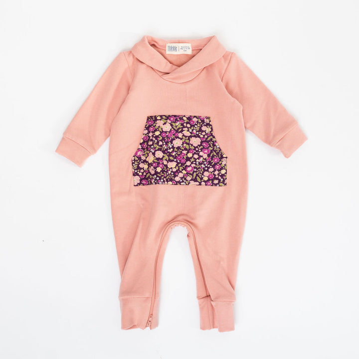 Thimble Collection Bamboo Shawl Collar Romper in Plumrose |Mockingbird Baby & Kids