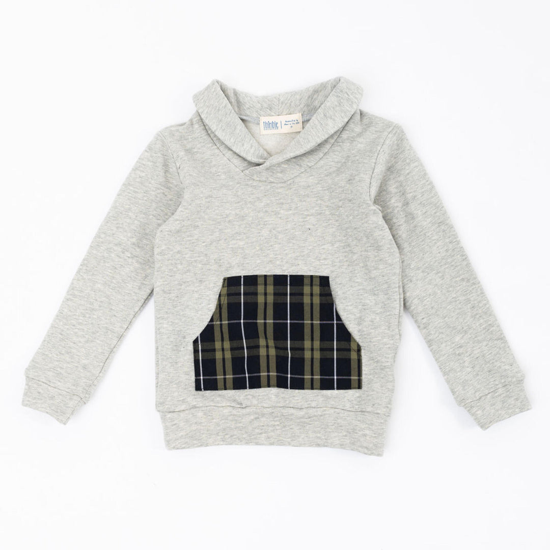 Thimble Collection Shawl Collar Sweatshirt in Shadow Plaid |Mockingbird Baby & Kids