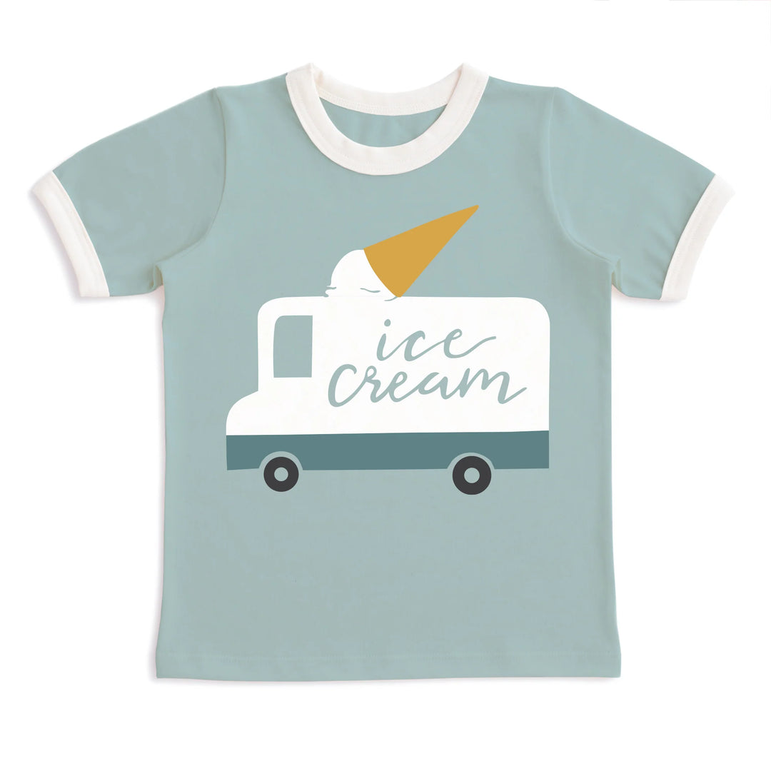 Ice Cream Truck Ringer Tee, Pale Blue