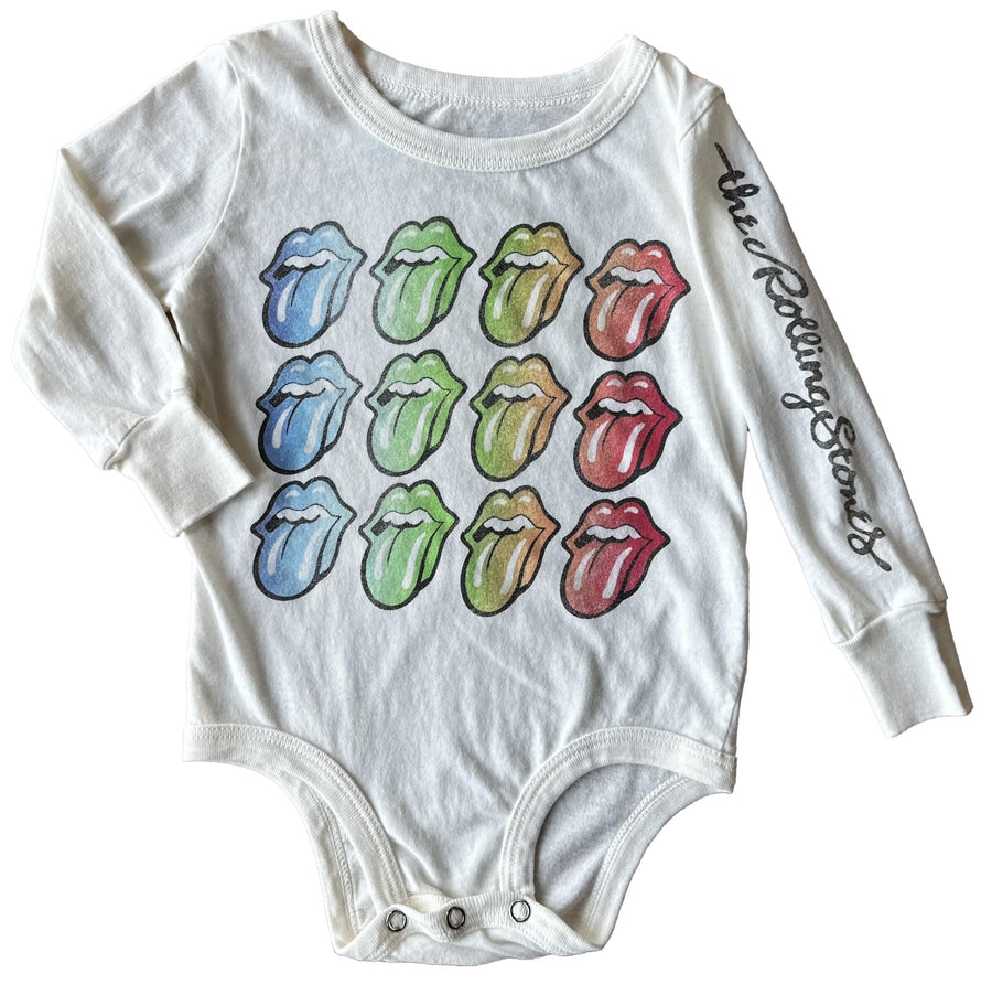 Rowdy Sprout Rolling Stones Tongue Long Sleeve Onesie |Mockingbird Baby & Kids