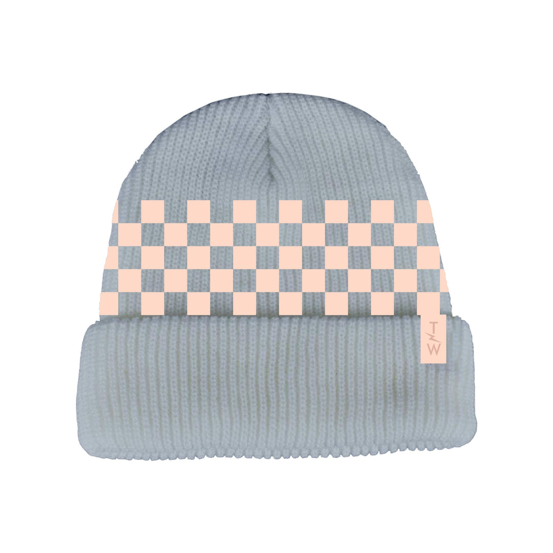 Check It Beanie, Denim/Pink