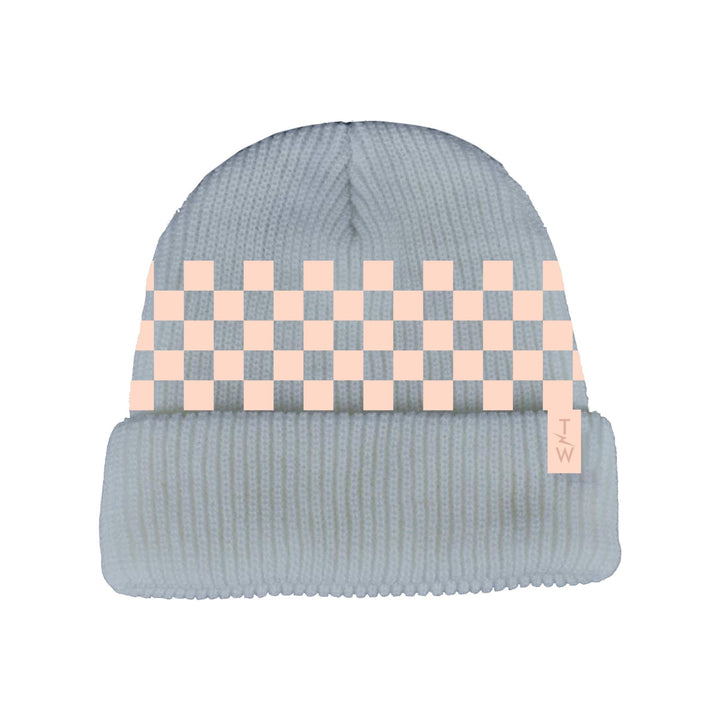 Tiny Whales Check It Beanie, Denim/Pink |Mockingbird Baby & Kids