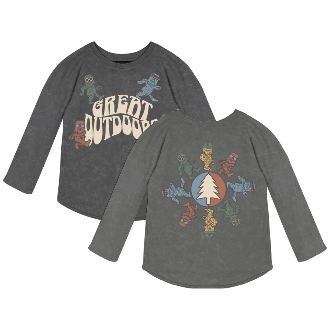 Tiny Whales Great Outdoors Raglan Tee, Mineral Black |Mockingbird Baby & Kids